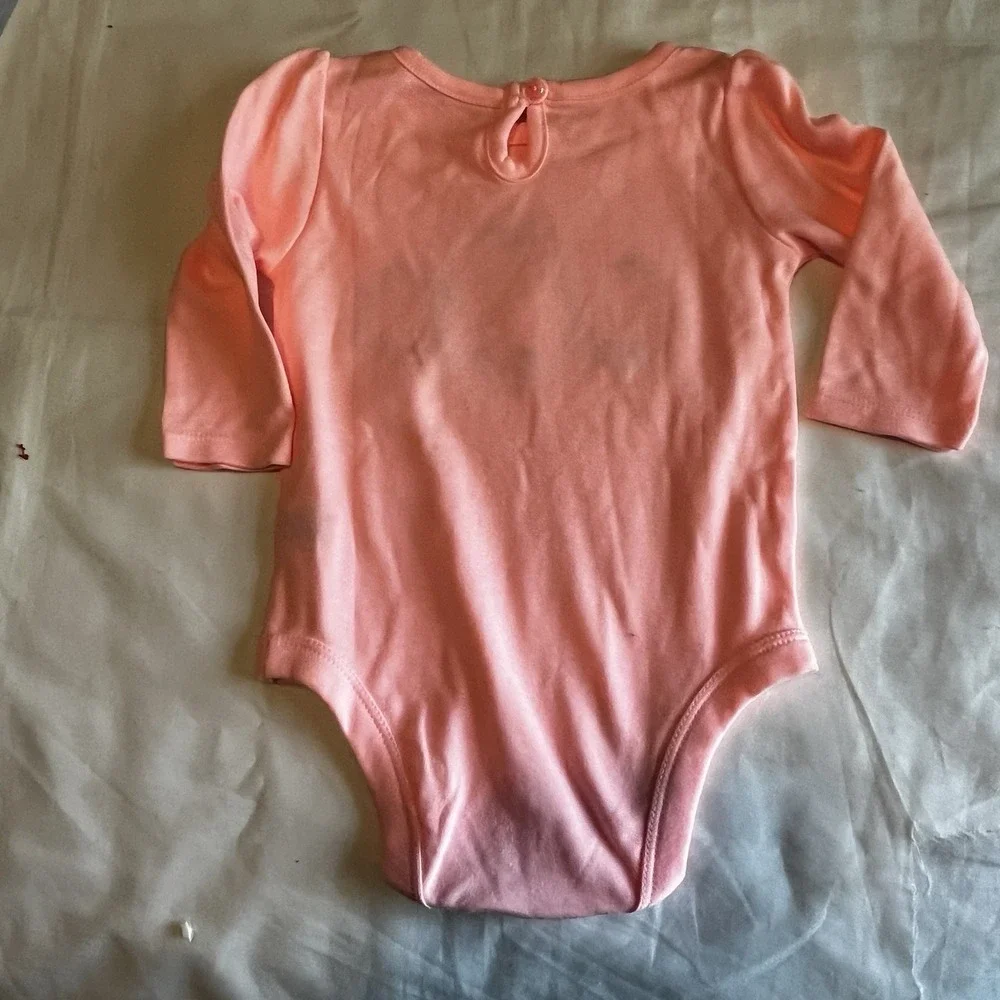 New Baby Girls T-SHIRT Bodysuit PEACH (coral) MONSTERS 6-9 MO